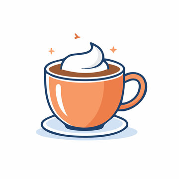 Stylized illustration of a coffee cup with whipped cream