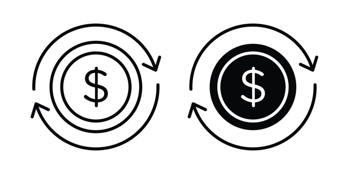 Recurring payments icon - web black vector design.