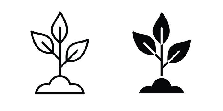 Seedling icon - web black vector design.