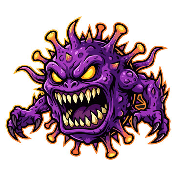 vector illustration of a scary virus monster