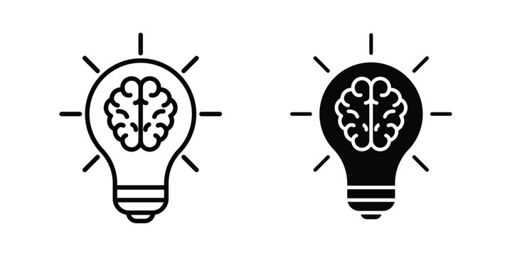 Smart mind icon - web black vector design.