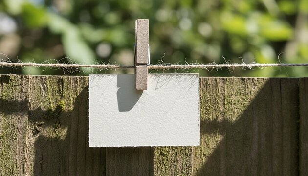 Small paper hanging in clothespin mockup template