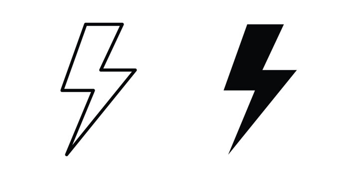 thunderbolt icon - web black vector design.