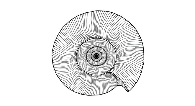 Ancient Ammonite Fossil Spiral Shell Petrified Macro Detail from Prehistoric Era