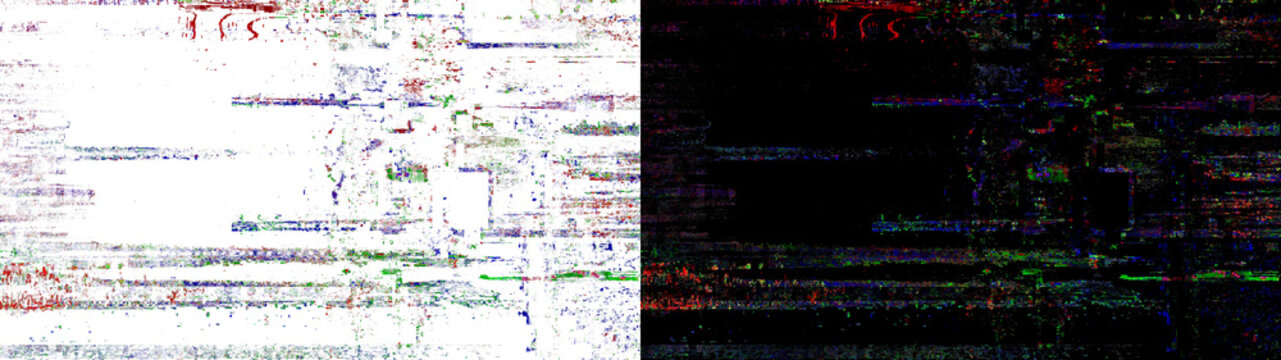 Gritty dark red and green digital corruption isolated on transparent background