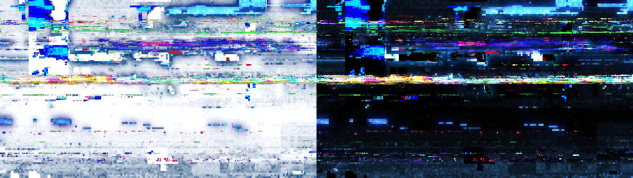Vibrant blue digital interference with horizontal scanlines isolated on transparent background
