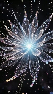 ethereal glowing flower of light particles