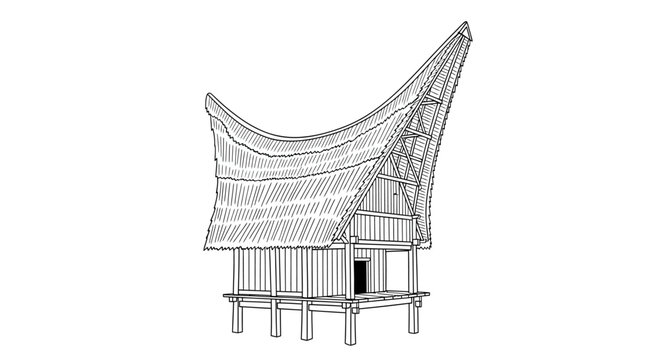 Traditional Indonesian Rice Granary Lumbung Padi in a Rural Village