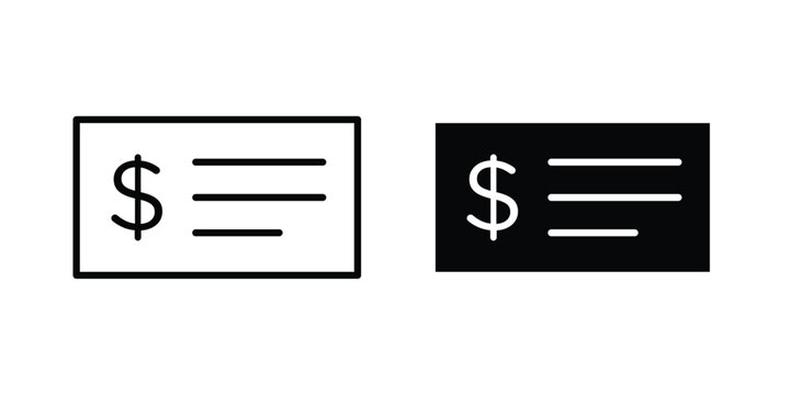 Cheque icon line, outline and flat vector elements