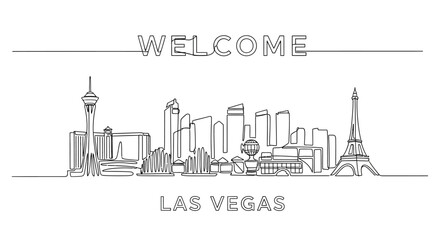 Fototapeta premium Welcome to Las Vegas: Minimalist Line Art Skyline Illustration