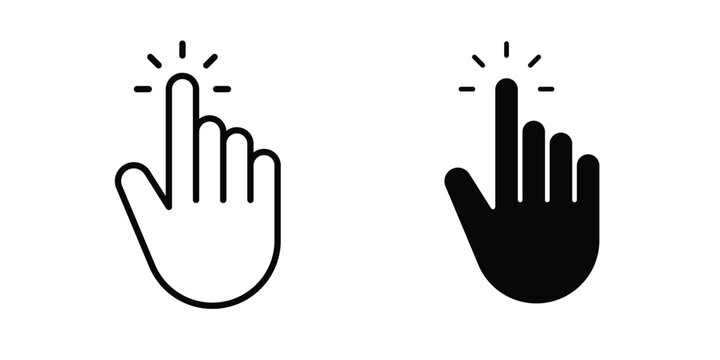 Click Hand icon line, outline and flat vector elements