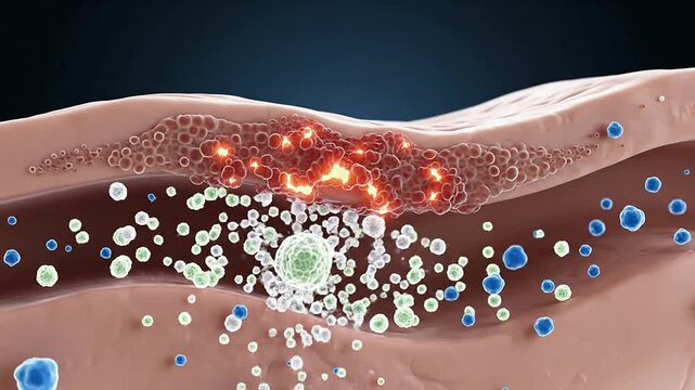 Pediatric Eczema Cross-Section Illustration Showing Inflammatory Response and Skin Cells for Educational Medical Content in 4K