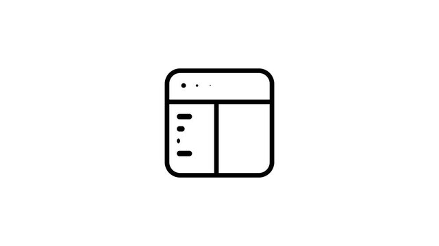 A clean outline icon of a web browser window showing a sidebar or split panel layout indicating a structured multi-column browsing interface