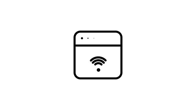 A minimal icon of a browser window displaying a wifi or wireless signal symbol representing internet connectivity or wireless browsing capabilities