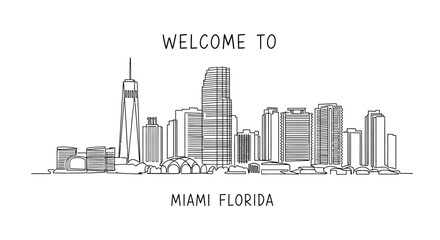 Obraz premium Miami Florida Skyline Hand Drawn Illustration