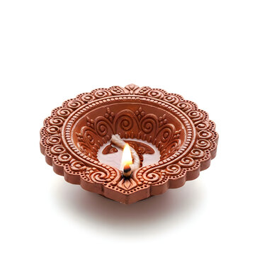 Intricate brass diya with traditional decorative patterns