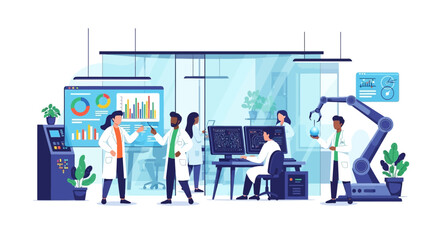 Fototapeta premium Scientists Working in a Modern Laboratory with Advanced Technology.