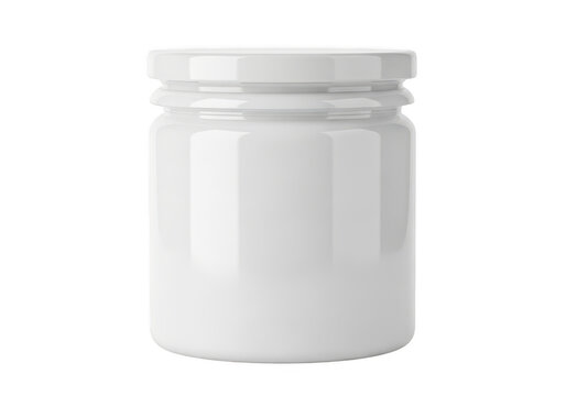 Empty white plastic jar with lid