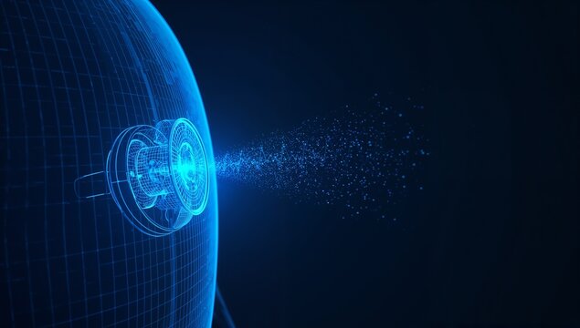 Digital Technology Innovation Concept Image of Data Transmission to Virtual Globe
