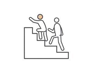 Fototapeta premium People climbing stairs vector illustration of teamwork and cooperation concept