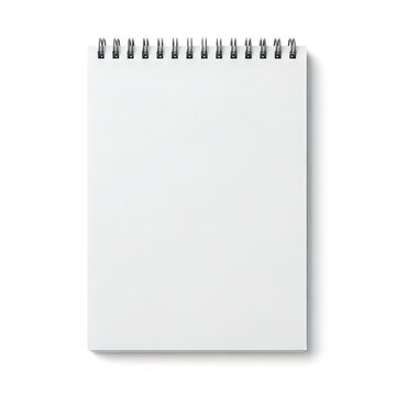 Spiral bound notebook with blank pages and a wire binding
