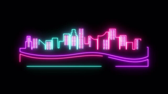 Neon City Skyline Landscape