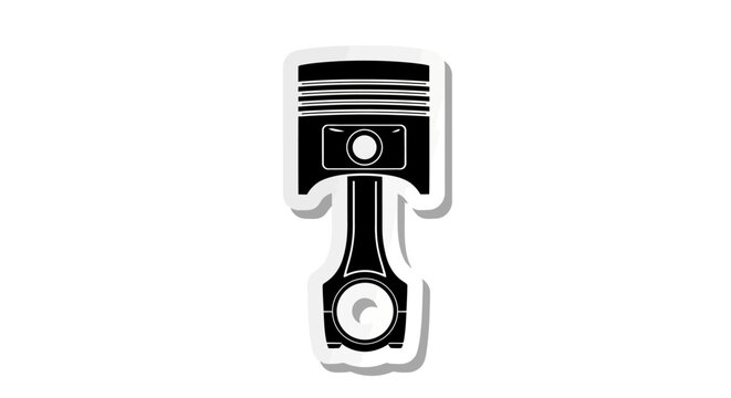 Internal combustion engine piston and connecting rod, isolated on white background, graphic illustration.