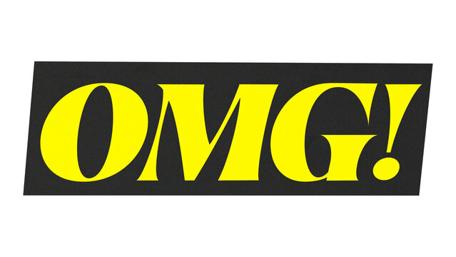 Yellow OMG text with textured background isolated cutout