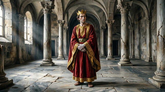 Herod fears Jesus is John the Baptist risen, haunted by guilt in his palace.