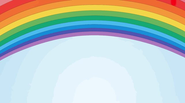 Colorful rainbow arc with white and light blue background gradient