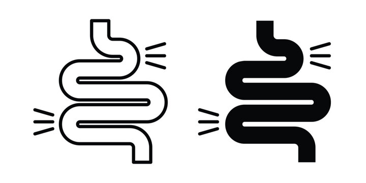 Gut constipation icon line, outline and flat vector elements