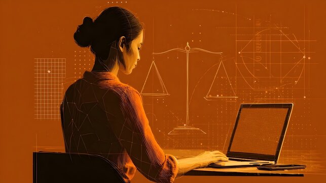 Woman Monitoring Legal Data Management And Ethics Regulation