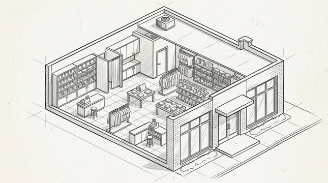 Architectural drawing of a modern house interior floor plan.