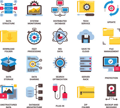 Batch processing icon set. Multiple style collection. Automatic data queue vector signs