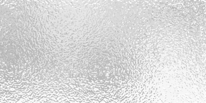 Silver foil background with grainy texture. Frost glass, chrome rough metal, effect foil paper, glitter glossy surface. Gray hologram gradient noise bg. Vector realistic illustration