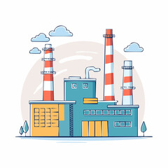 Fototapeta premium Illustration of a Factory with Smokestacks