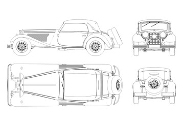 Fototapeta premium car outline drawing, sketch, contour image