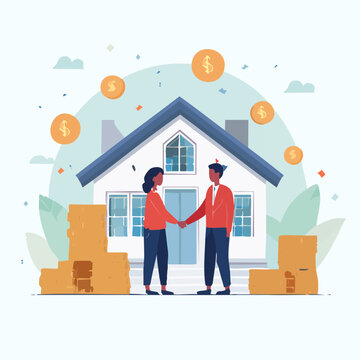 Real Estate Deal: Handshake in Front of House with Money