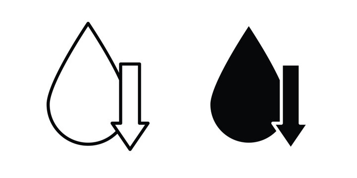 Low water level icon line, outline and flat vector elements
