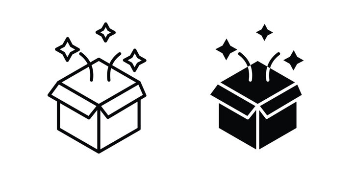 Magic box icon line, outline and flat vector elements
