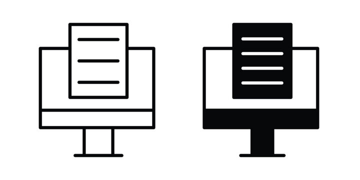 Online exam test icon line, outline and flat vector elements