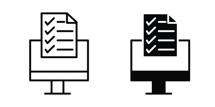 Online test icon line, outline and flat vector elements