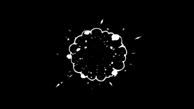 Explosive flash fx smoke burst, fire blast animation, glowing sparks energy burst, manga style cartoon, chroma key hand drawn motion graphics element, cartoon hand drawn bursts.