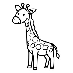 Fototapeta premium Cute Cartoon Giraffe Line Art For Coloring Book