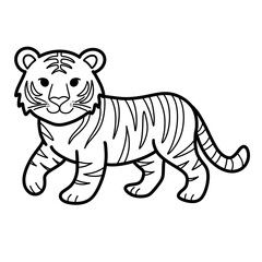 Fototapeta premium Cute Cartoon Tiger Cub Line Art For Coloring Book