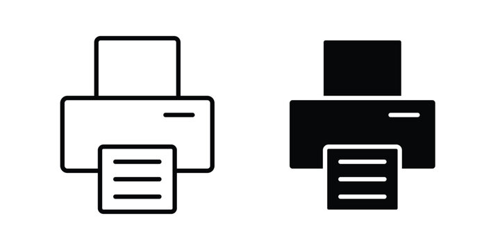Printer icon line, outline and flat vector elements