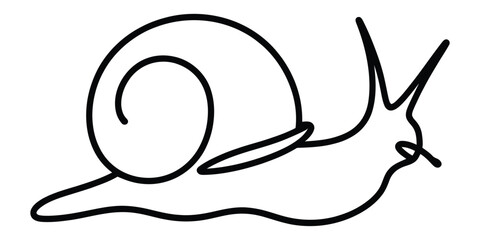 Continuous single line drawing of a small garden snail © Das