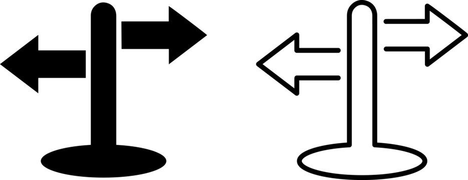 Twoway signpost icon, direction arrows, vector illustration
