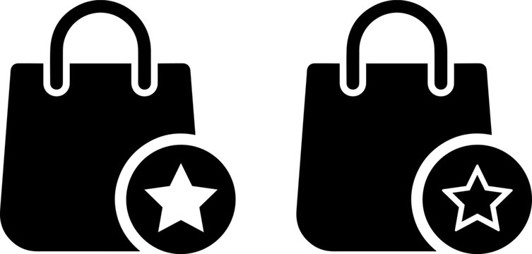 Shopping bag icon with star symbol, favorite purchase sign
