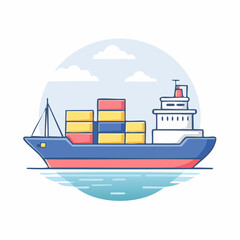Fototapeta premium Illustration of a Container Ship at Sea
